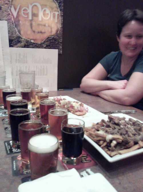 Jen snapped this photo of me at the table. I kind of love it. Especially since she called it "beer lessons".