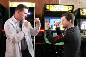 Eric (left) and Will are about to metaphorically duke it out over pinball. Photo by Jeremy Teel